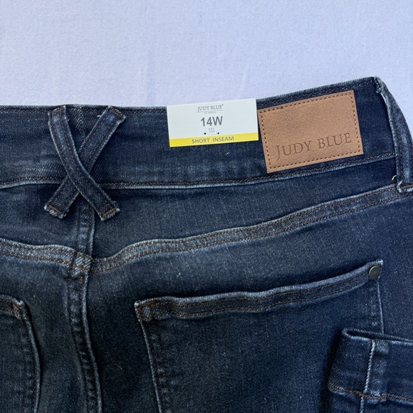 NEW Judy Blue Retro High Waist Wide Leg Jean Size 14W Dark Wash Denim Stretch - Picture 5 of 7